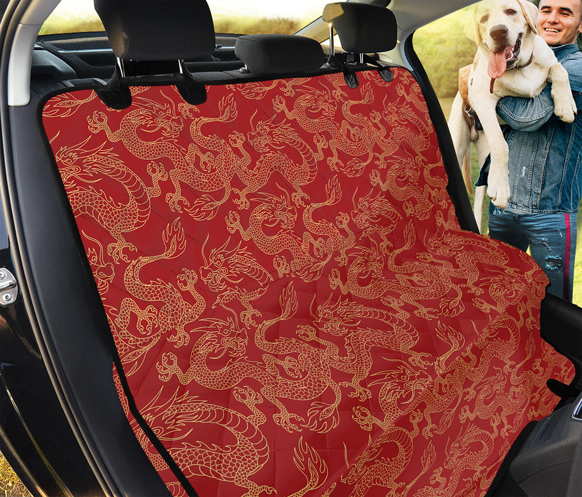 Traditional Chinese Dragon Pattern Print Pet Car Back Seat Cover