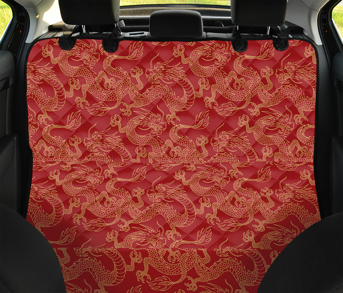 Traditional Chinese Dragon Pattern Print Pet Car Back Seat Cover