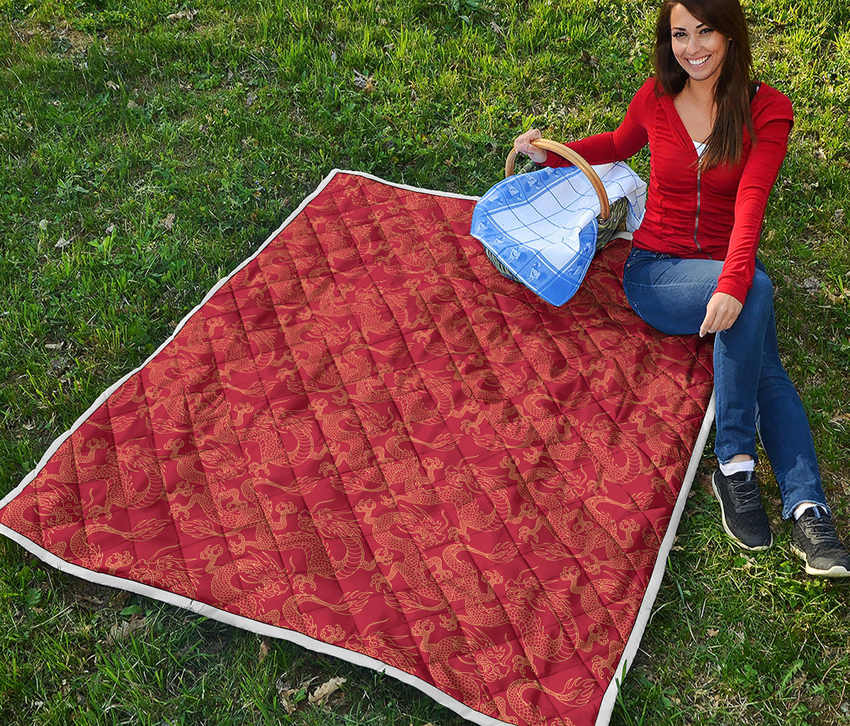 Traditional Chinese Dragon Pattern Print Quilt