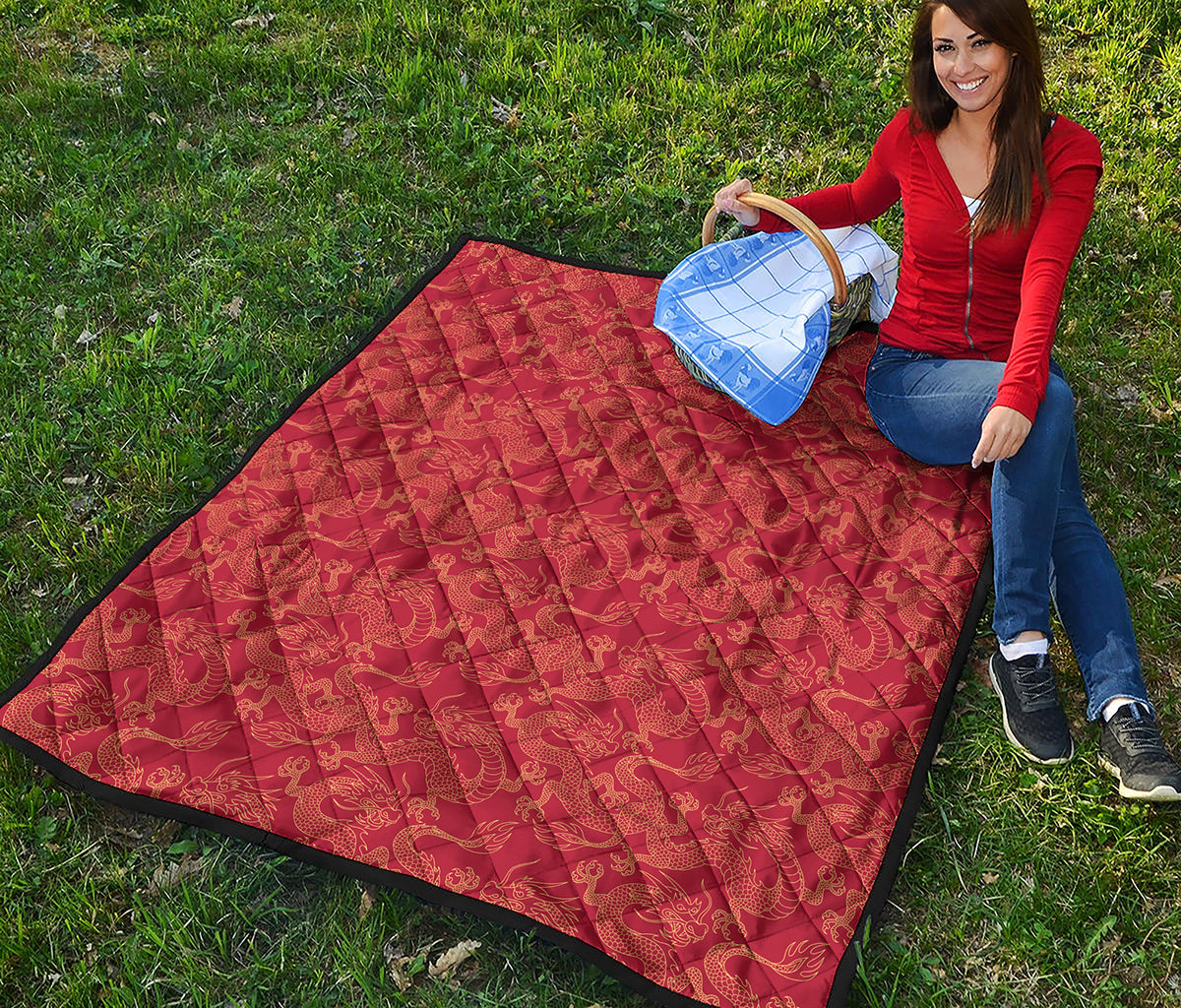 Traditional Chinese Dragon Pattern Print Quilt