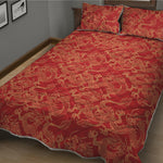 Traditional Chinese Dragon Pattern Print Quilt Bed Set