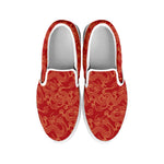 Traditional Chinese Dragon Pattern Print White Slip On Shoes