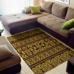 Traditional Thai Flower Pattern Print Area Rug
