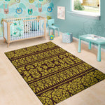 Traditional Thai Flower Pattern Print Area Rug