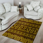 Traditional Thai Flower Pattern Print Area Rug