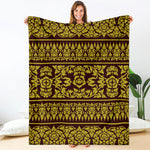 Traditional Thai Flower Pattern Print Blanket