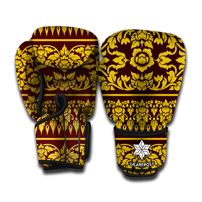 Traditional Thai Flower Pattern Print Boxing Gloves