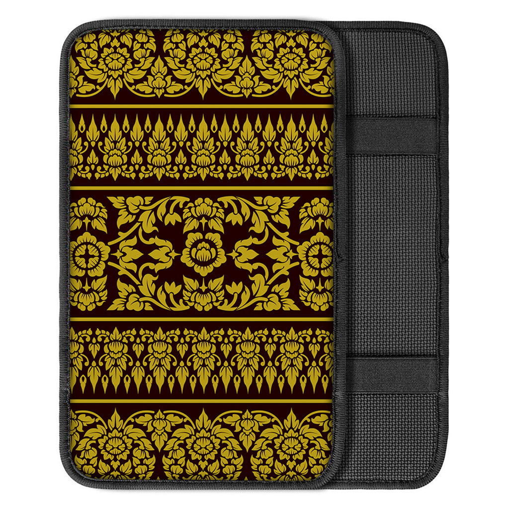 Traditional Thai Flower Pattern Print Car Center Console Cover