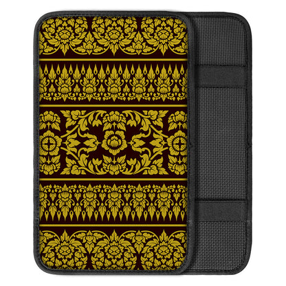 Traditional Thai Flower Pattern Print Car Center Console Cover