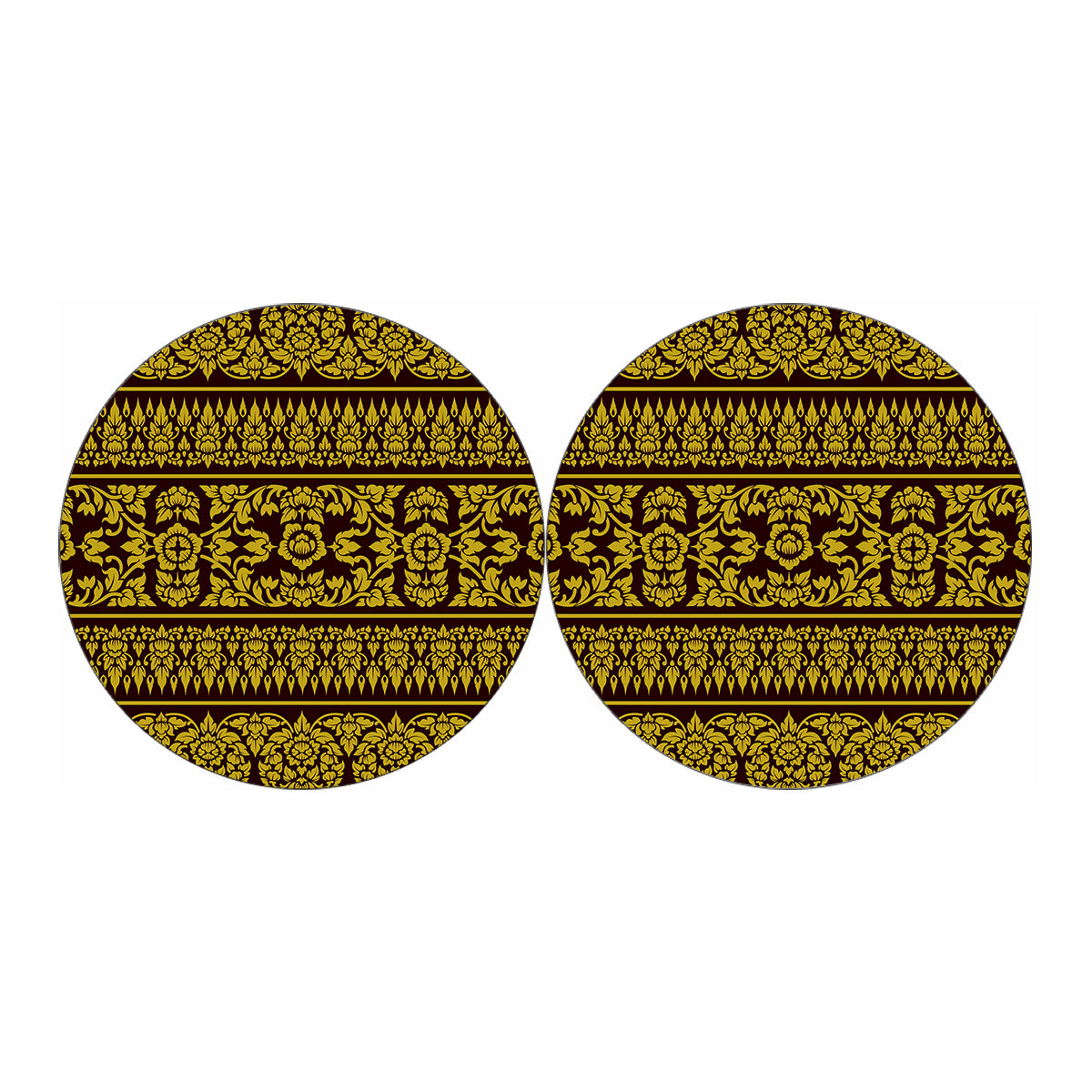 Traditional Thai Flower Pattern Print Car Coasters