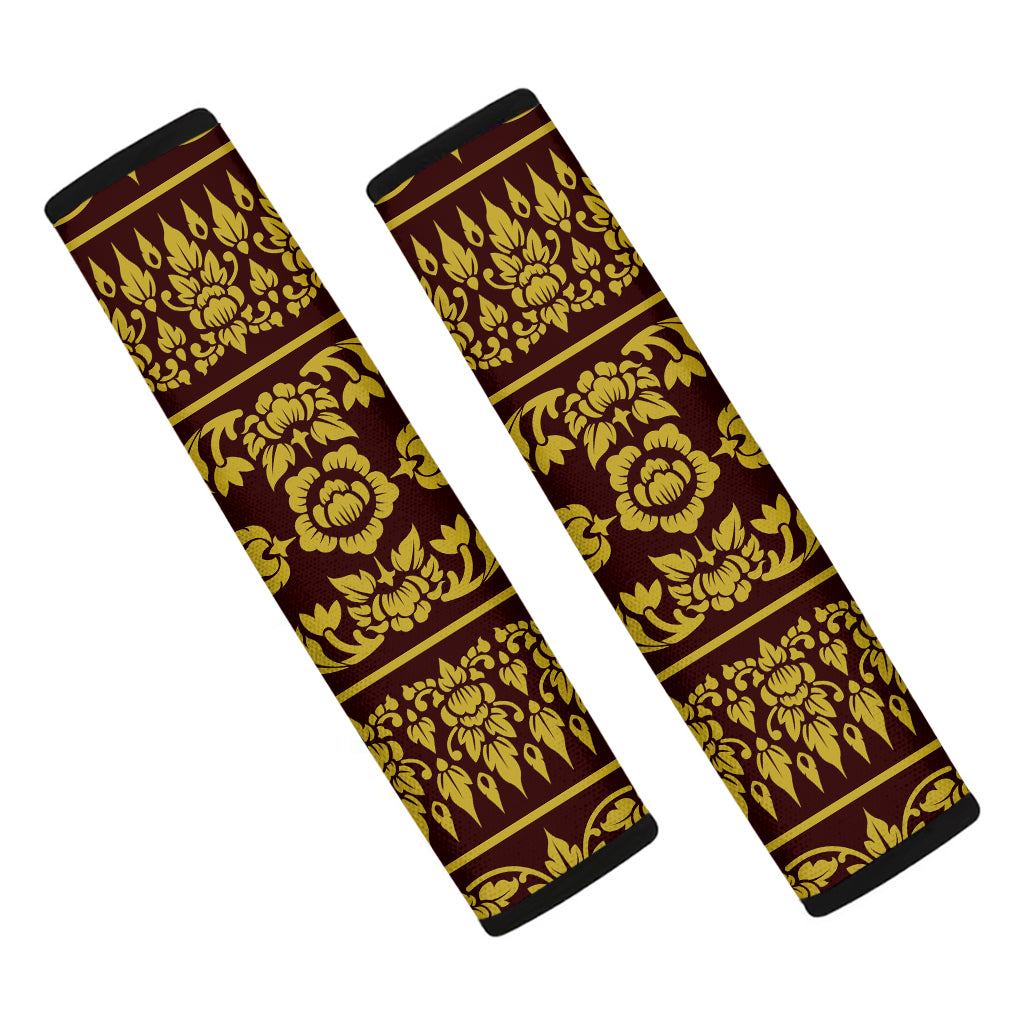 Traditional Thai Flower Pattern Print Car Seat Belt Covers