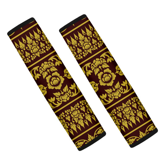 Traditional Thai Flower Pattern Print Car Seat Belt Covers