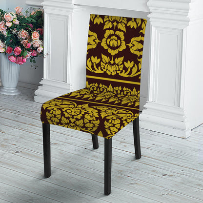 Traditional Thai Flower Pattern Print Dining Chair Slipcover