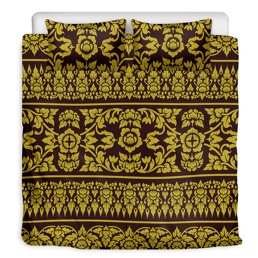 Traditional Thai Flower Pattern Print Duvet Cover Bedding Set