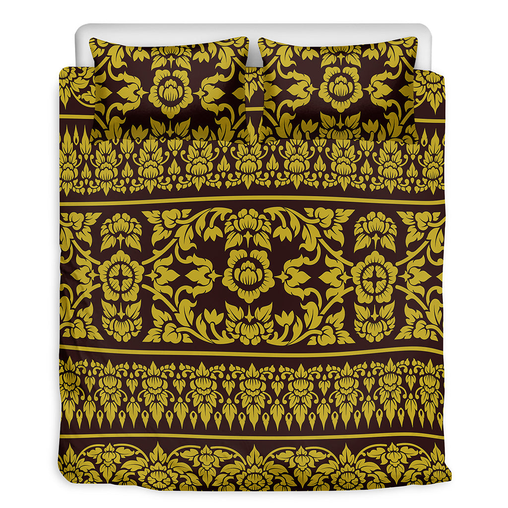 Traditional Thai Flower Pattern Print Duvet Cover Bedding Set