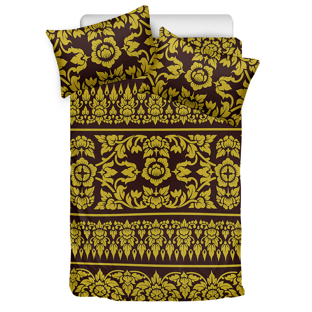 Traditional Thai Flower Pattern Print Duvet Cover Bedding Set