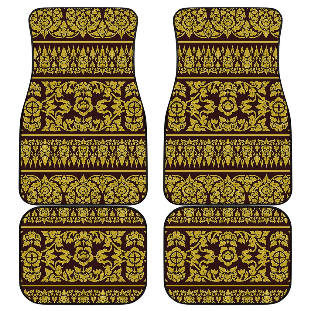Traditional Thai Flower Pattern Print Front and Back Car Floor Mats