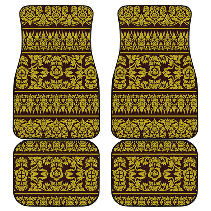 Traditional Thai Flower Pattern Print Front and Back Car Floor Mats