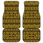 Traditional Thai Flower Pattern Print Front and Back Car Floor Mats