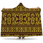 Traditional Thai Flower Pattern Print Hooded Blanket