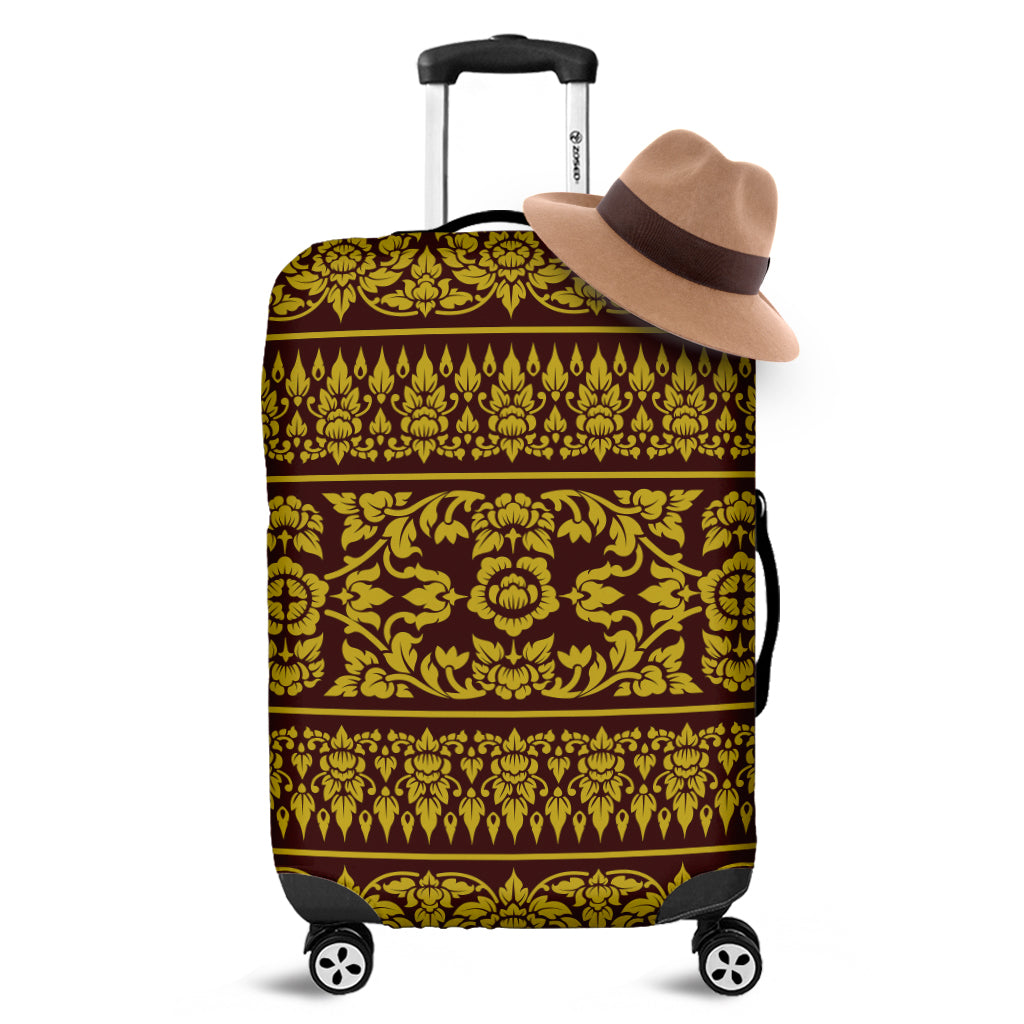 Traditional Thai Flower Pattern Print Luggage Cover