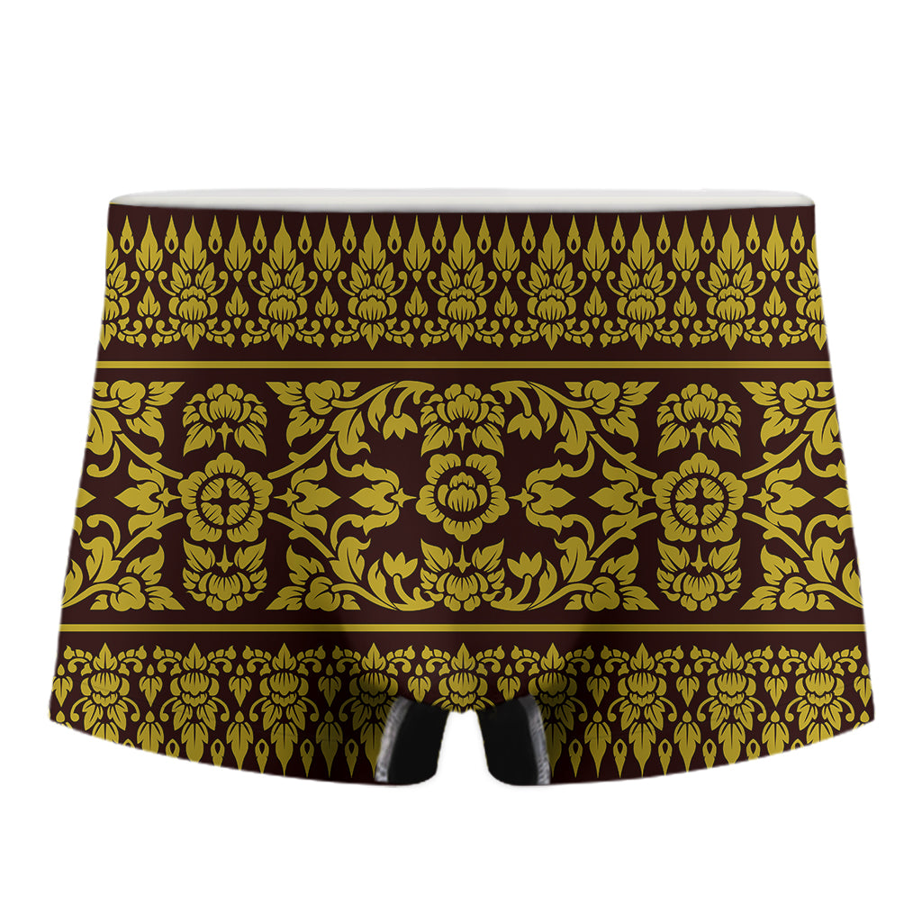 Traditional Thai Flower Pattern Print Men's Boxer Briefs