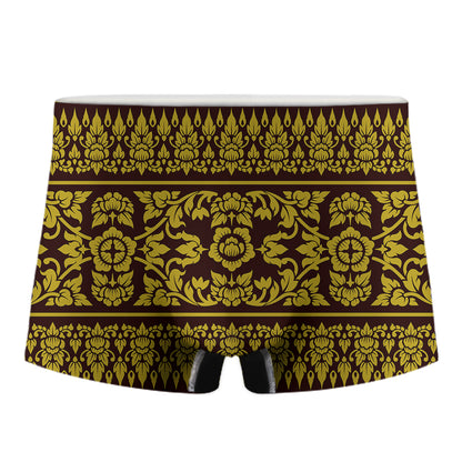 Traditional Thai Flower Pattern Print Men's Boxer Briefs