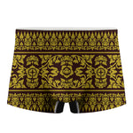 Traditional Thai Flower Pattern Print Men's Boxer Briefs