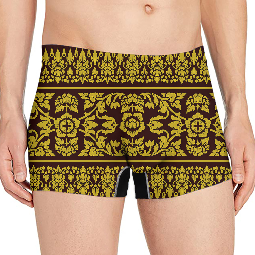 Traditional Thai Flower Pattern Print Men's Boxer Briefs