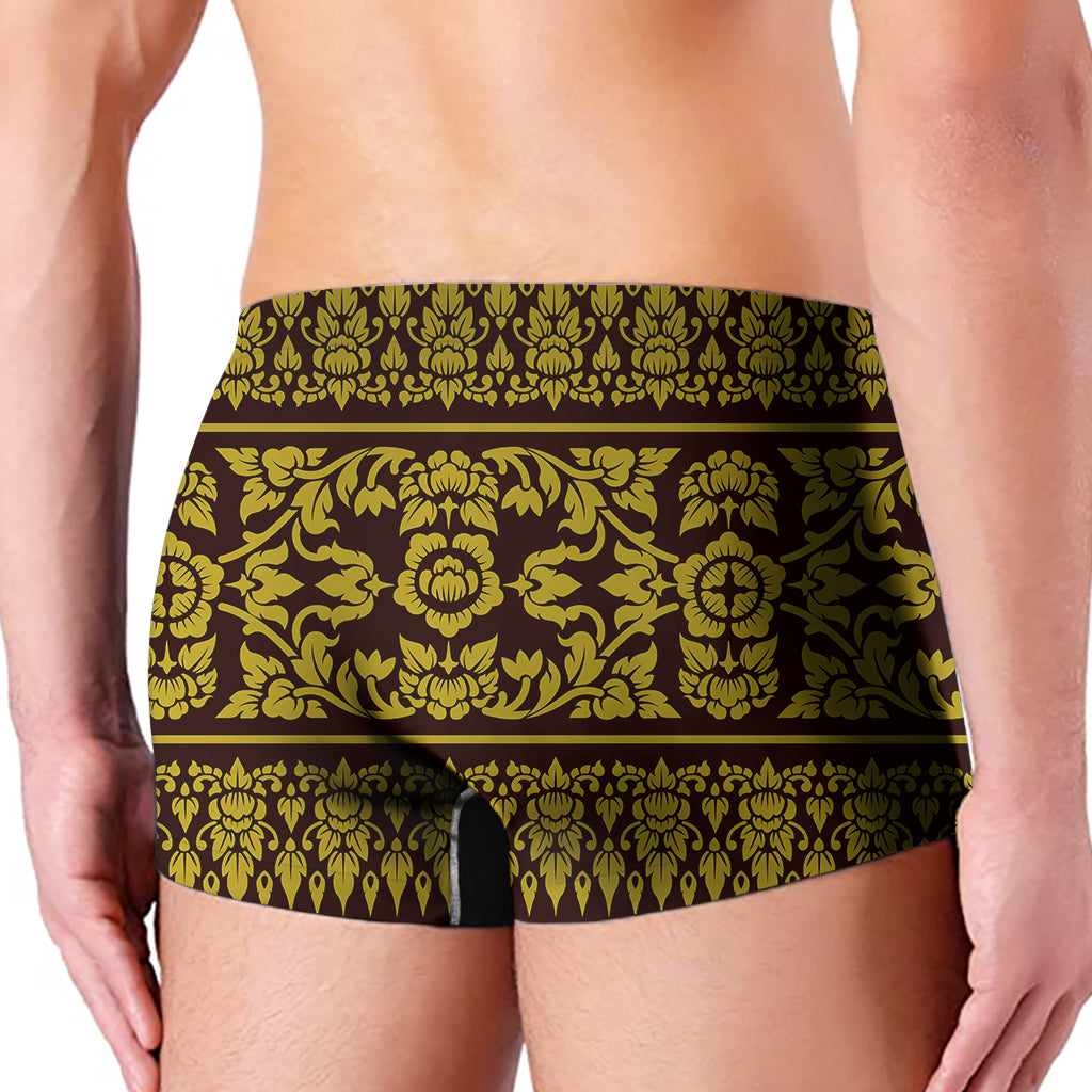 Traditional Thai Flower Pattern Print Men's Boxer Briefs