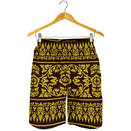 Traditional Thai Flower Pattern Print Men's Shorts