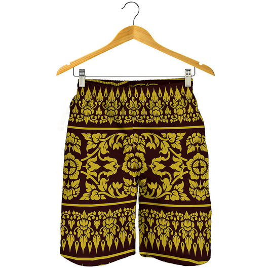 Traditional Thai Flower Pattern Print Men's Shorts