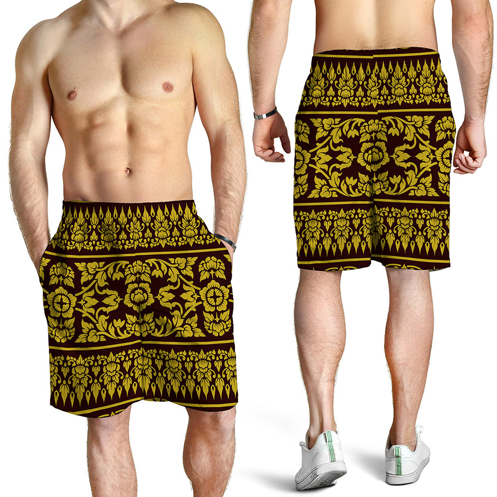 Traditional Thai Flower Pattern Print Men's Shorts
