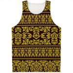 Traditional Thai Flower Pattern Print Men's Tank Top