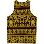 Traditional Thai Flower Pattern Print Men's Tank Top