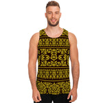 Traditional Thai Flower Pattern Print Men's Tank Top