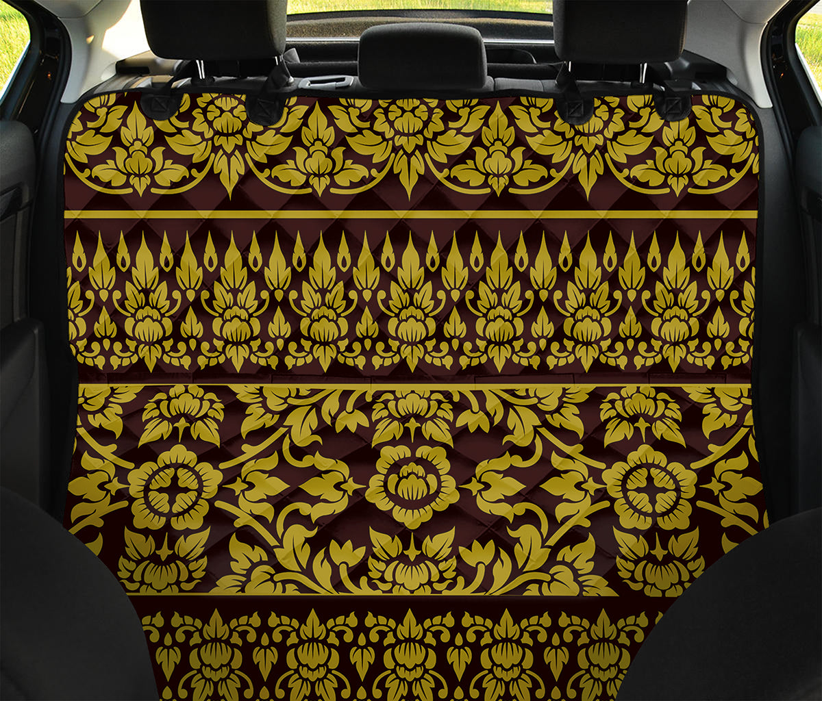 Traditional Thai Flower Pattern Print Pet Car Back Seat Cover