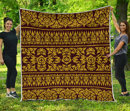 Traditional Thai Flower Pattern Print Quilt