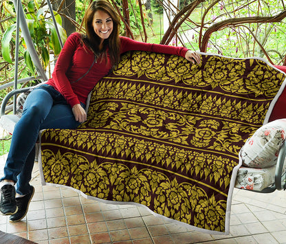 Traditional Thai Flower Pattern Print Quilt