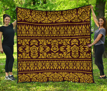 Traditional Thai Flower Pattern Print Quilt