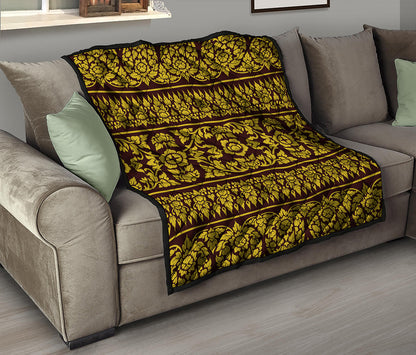 Traditional Thai Flower Pattern Print Quilt