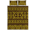 Traditional Thai Flower Pattern Print Quilt Bed Set