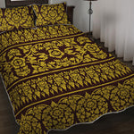 Traditional Thai Flower Pattern Print Quilt Bed Set