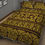 Traditional Thai Flower Pattern Print Quilt Bed Set