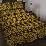 Traditional Thai Flower Pattern Print Quilt Bed Set