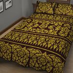 Traditional Thai Flower Pattern Print Quilt Bed Set
