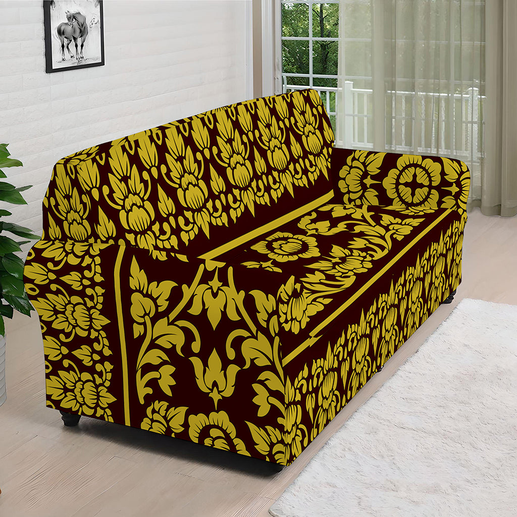 Traditional Thai Flower Pattern Print Sofa Cover