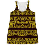 Traditional Thai Flower Pattern Print Women's Racerback Tank Top