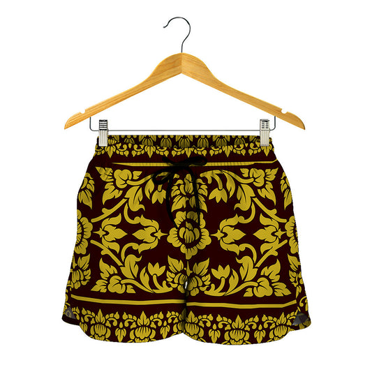 Traditional Thai Flower Pattern Print Women's Shorts