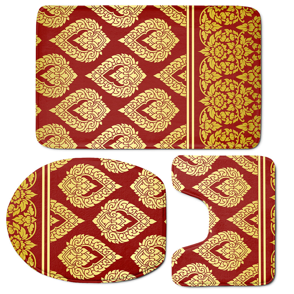 Traditional Thai Pattern Print 3 Piece Bath Mat Set